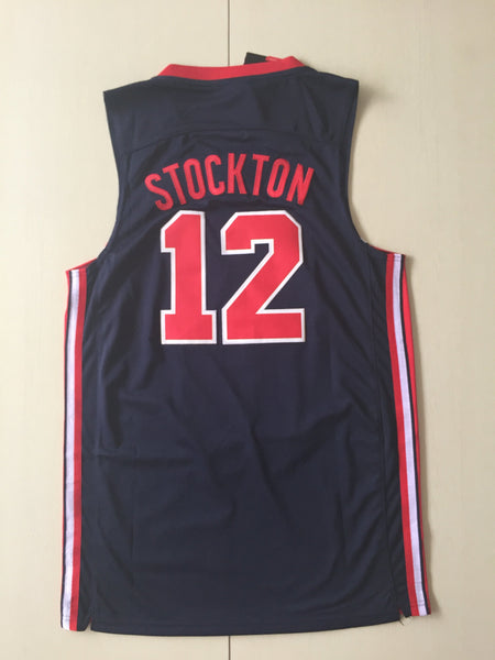 Men 12 John Stockton Jersey Black USA Jersey Swingman Fanatics - fastssd - NBA Jersey - nRevo