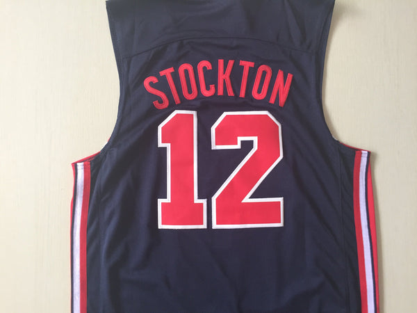 Men 12 John Stockton Jersey Black USA Jersey Swingman Fanatics - fastssd - NBA Jersey - nRevo