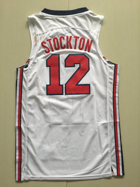 Men 12 John Stockton Jersey White USA Jersey Swingman Fanatics - fastssd - NBA Jersey - nRevo