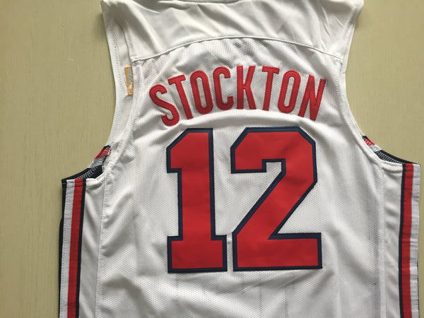 Men 12 John Stockton Jersey White USA Jersey Swingman Fanatics - fastssd - NBA Jersey - nRevo