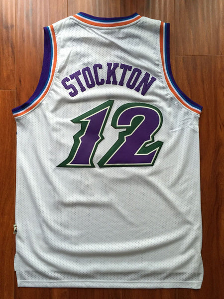 Men 12 John Stockton Jersey White Utah Jazz Jersey Throwback Swingman - fastssd - NBA Jersey - nRevo