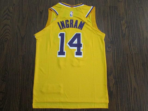 Men 14 Brandon Ingram Jersey Yellow Los Angeles Lakers Jersey Fanatics Swingman