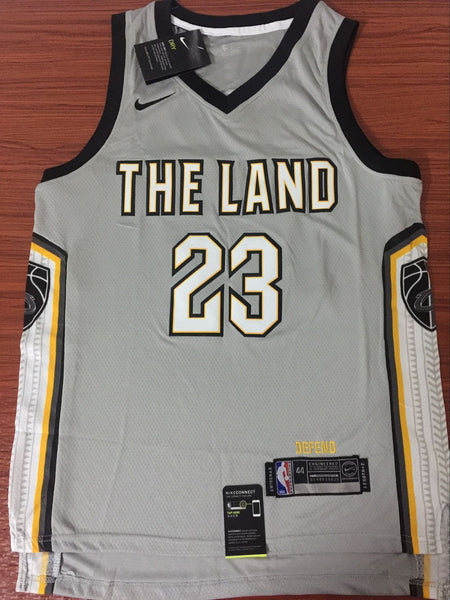 Men 23 Lebron James the Land Jersey Gray Cleveland Cavaliers City Edition - fastssd - NBA Jersey - nRevo