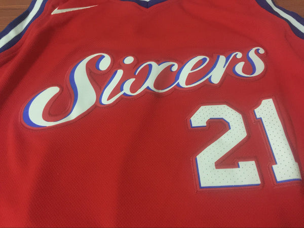 Men 21 Joel Embiid Red Jersey City Edition Philadelphia 76ers Jersey Fanatics - fastssd - NBA Jersey - nRevo