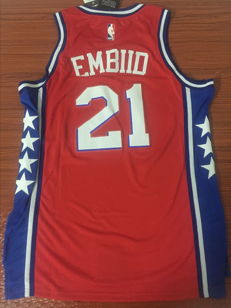 Men 21 Joel Embiid Red Jersey City Edition Philadelphia 76ers Jersey Fanatics - fastssd - NBA Jersey - nRevo