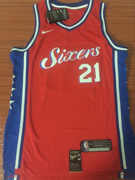 Men 21 Joel Embiid Red Jersey City Edition Philadelphia 76ers Jersey Fanatics - fastssd - NBA Jersey - nRevo