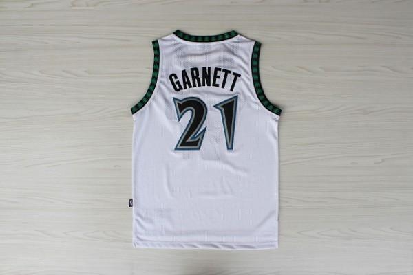 Men 21 Kevin Garnett Jersey White Minnesota Timberwolves Jersey Swingman