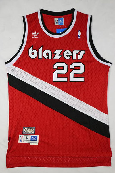 Men 22 Clyde Drexler Jersey Red Portland Trailblazers Jersey Swingman
