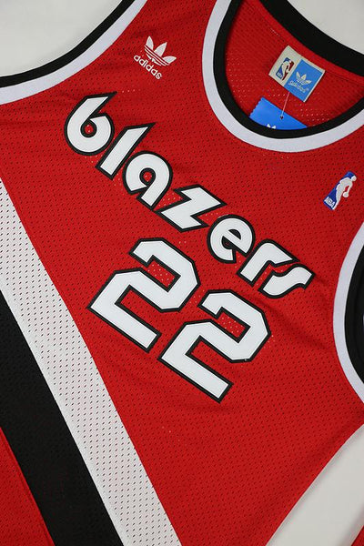 Men 22 Clyde Drexler Jersey Red Portland Trailblazers Jersey Swingman