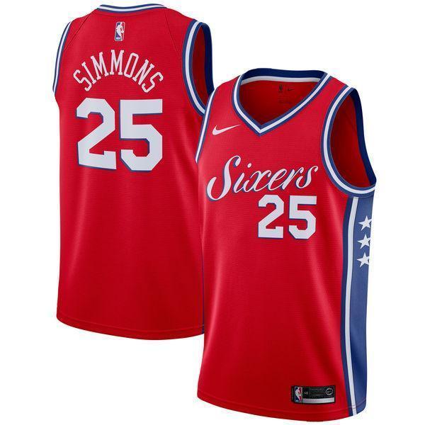 Men 25 Ben Simmons 76ers Jersey Red City Edition Philadelphia 76ers Jersey - fastssd - NBA Jersey - nRevo