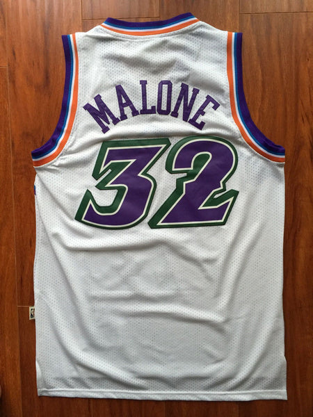 Men 32 Karl Malone Jersey White Utah Jazz Jersey Throwback Swingman - fastssd - NBA Jersey - nRevo