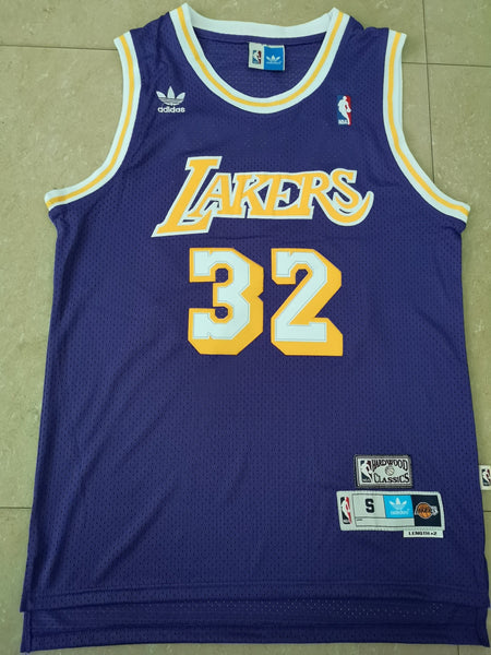 Men 32 Magic Johnson Jersey Purple Los Angeles Lakers Jersey Hardwood Fanatics