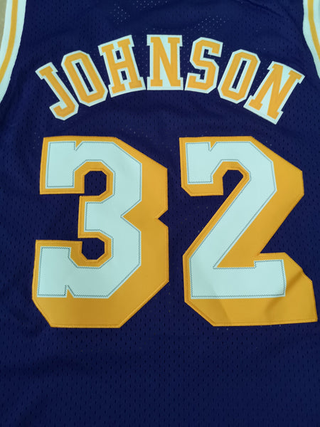 Men 32 Magic Johnson Jersey Purple Los Angeles Lakers Jersey Hardwood Fanatics
