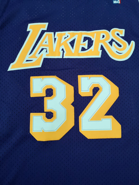 Men 32 Magic Johnson Jersey Purple Los Angeles Lakers Jersey Hardwood Fanatics