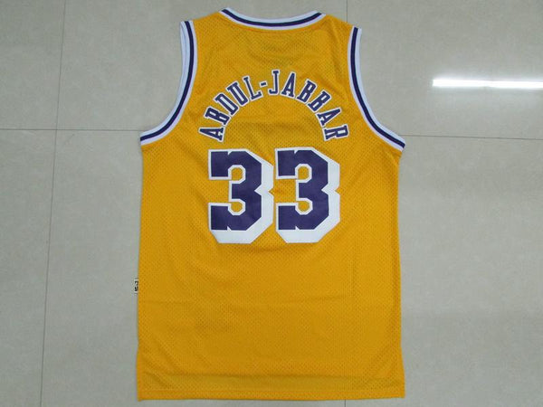 Men 33 Kareem Abdul-Jabbar Jersey Yellow Los Angeles Lakers Jersey Fanatics
