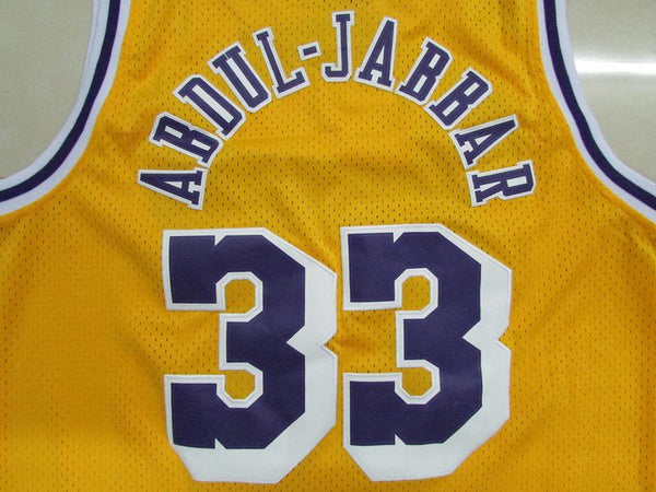 Men 33 Kareem Abdul-Jabbar Jersey Yellow Los Angeles Lakers Jersey Fanatics