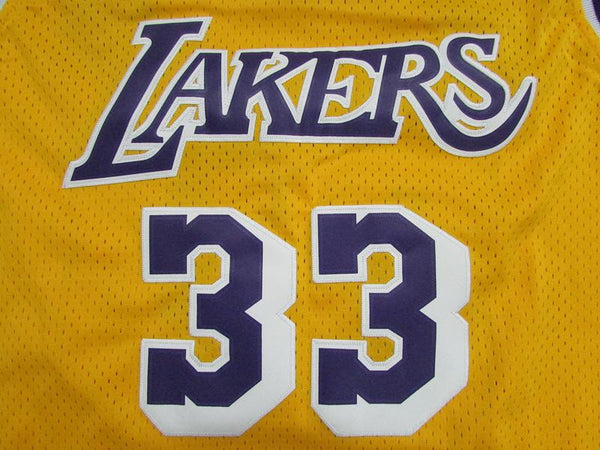 Men 33 Kareem Abdul-Jabbar Jersey Yellow Los Angeles Lakers Jersey Fanatics
