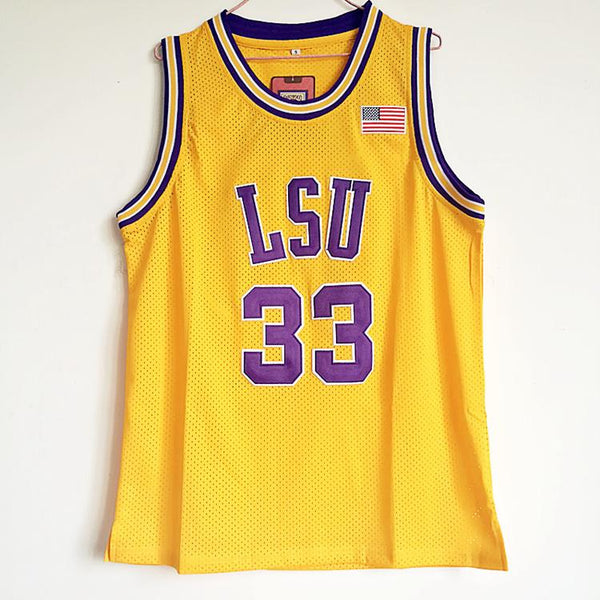 Men 33 Shaquille O'Nealr Jersey Yellow LSU Tiger Jersey Swingman Fanatics