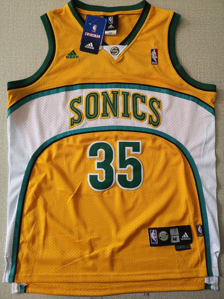 Men 35 Kevin Durant Jersey Yellow Seattle Supersonics Jersey Swingman Fanatics