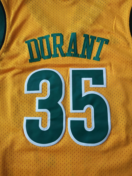 Men 35 Kevin Durant Jersey Yellow Seattle Supersonics Jersey Swingman Fanatics