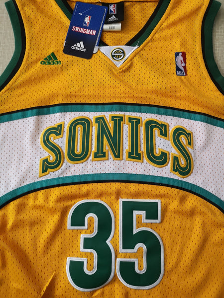 Men 35 Kevin Durant Jersey Yellow Seattle Supersonics Jersey Swingman Fanatics