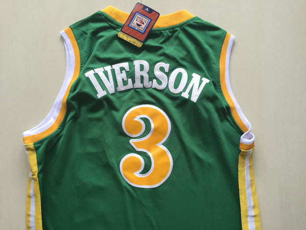 Men 3 Allen Iverson Jersey Green Bethel Highschool Jersey Fanatics - fastssd - NBA Jersey - nRevo