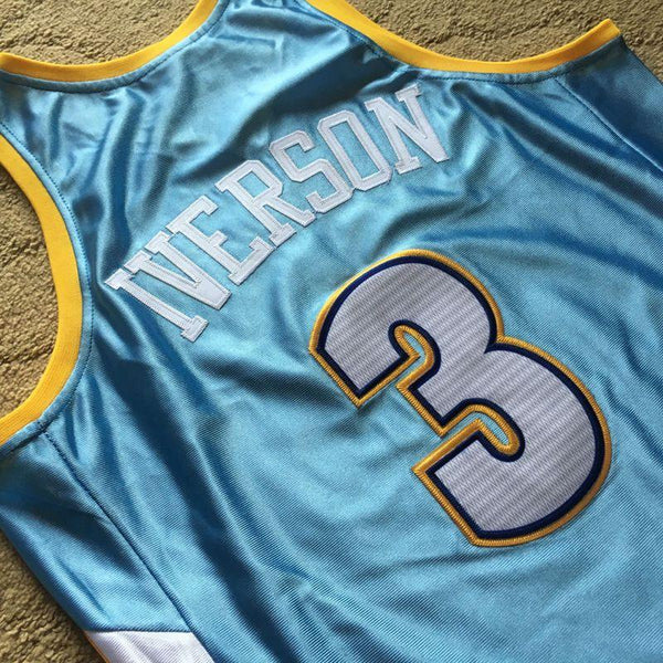 Men 3 Allen Iverson Jersey Light Blue Denver Nuggets Jersey Swingman - fastssd - NBA Jersey - nRevo