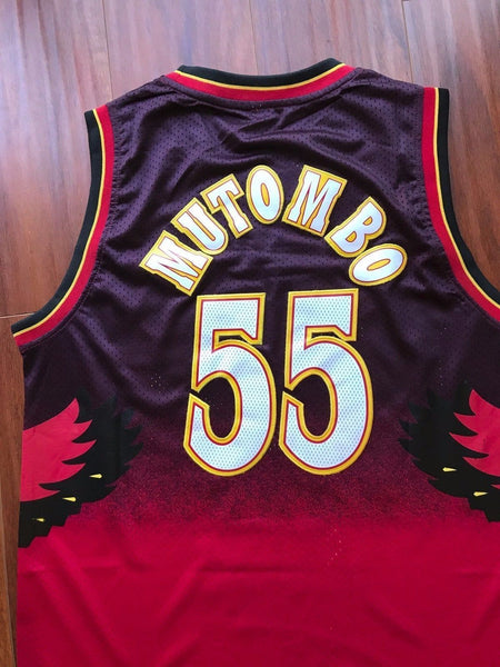 Men 55 Dikembe Mutombo Jersey Red Atlanta Hawks Throwback Swingman - fastssd - NBA Jersey - nRevo