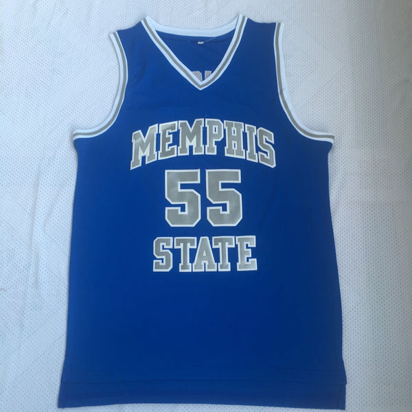 Men 55 Lorenzen Wright Jersey Blue Memphis Tigers Jersey Swingman Fanatics