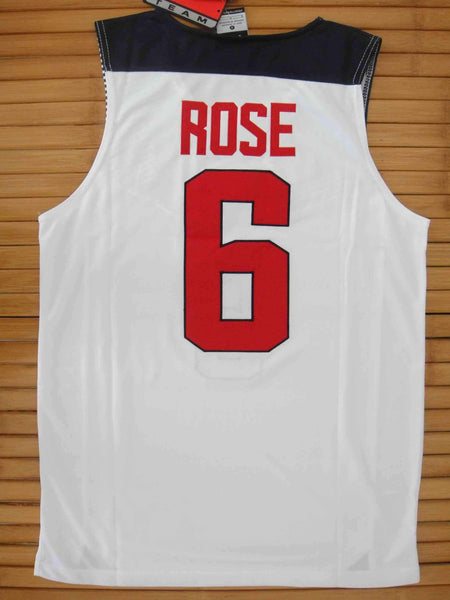 Men 6 Derrick Rose Jersey White Team USA Swingman Fanatics - fastssd - NBA Jersey - nRevo