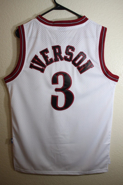 Men 3 Allen Iverson Jersey White Philadelphia 76ers Throwback Swingman - fastssd - NBA Jersey - nRevo