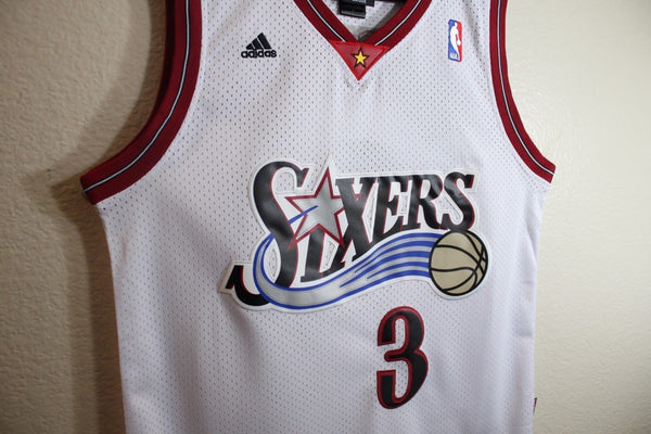 Men 3 Allen Iverson Jersey White Philadelphia 76ers Throwback Swingman - fastssd - NBA Jersey - nRevo