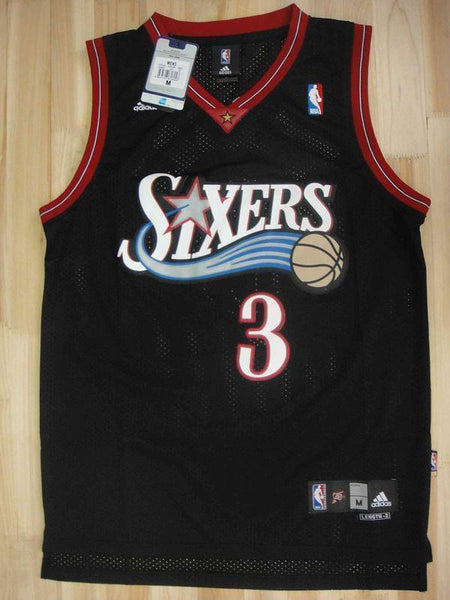 Men 3 Allen Iverson Jersey Black Philadelphia 76ers Throwback Swingman - fastssd - NBA Jersey - nRevo