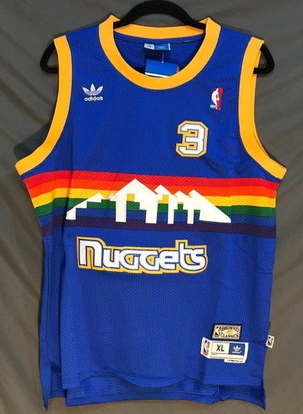 Men 3 Allen Iverson Jersey Blue Denver Nuggets Throwback Swingman - fastssd - NBA Jersey - nRevo