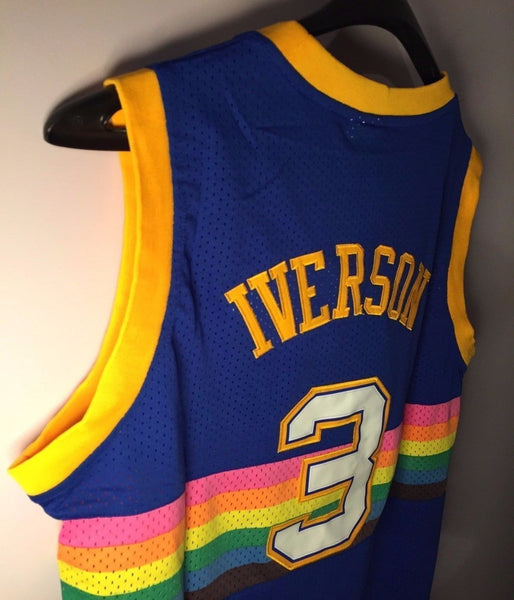 Men 3 Allen Iverson Jersey Blue Denver Nuggets Throwback Swingman - fastssd - NBA Jersey - nRevo