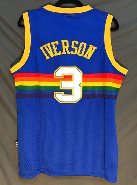 Men 3 Allen Iverson Jersey Blue Denver Nuggets Throwback Swingman - fastssd - NBA Jersey - nRevo