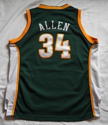 Men 34 Ray Allen Jersey Green Seattle Supersonics Jersey Swingman Fanatics