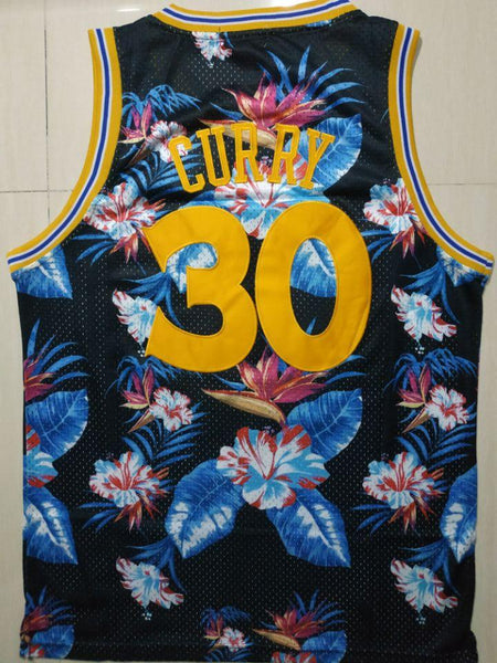 Men 30 Stephen Curry Jersey Blue Flower Style Jersey Hardwood Classics - fastssd - NBA Jersey - nRevo