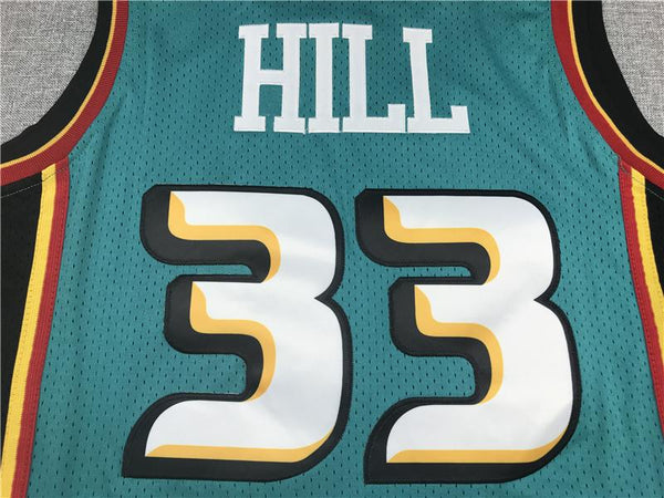 Men 33 Grant Hill Jersey Dark Green Detroit Pistons Jersey Hardwood Classics