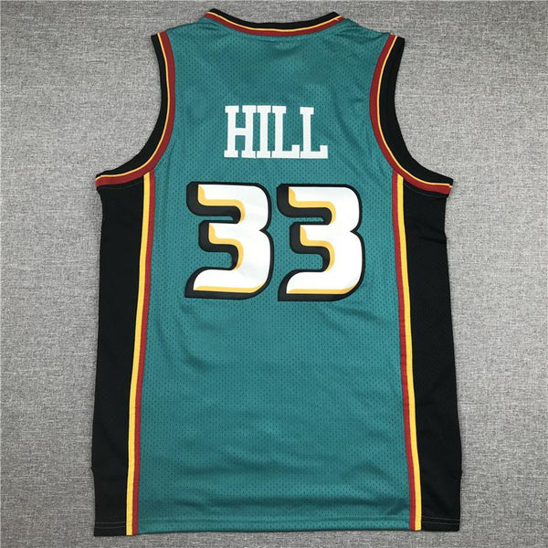 Men 33 Grant Hill Jersey Dark Green Detroit Pistons Jersey Hardwood Classics