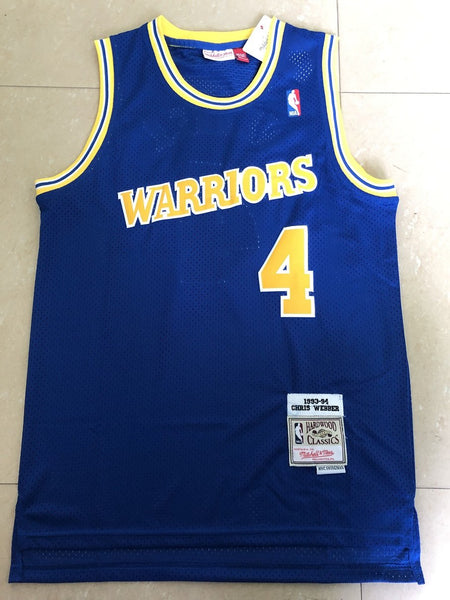 Men 04 Chris Webber Jersey Blue Golden State Warriors Jersey Hardwood Classics