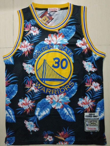 Men 30 Stephen Curry Jersey Blue Flower Style Jersey Hardwood Classics - fastssd - NBA Jersey - nRevo