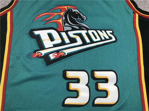 Men 33 Grant Hill Jersey Dark Green Detroit Pistons Jersey Hardwood Classics