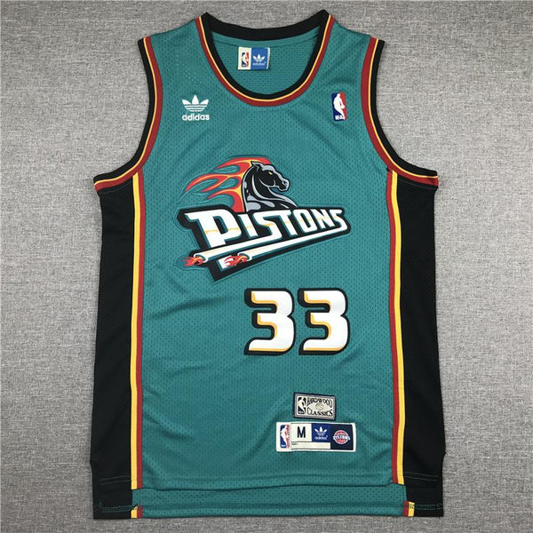 Men 33 Grant Hill Jersey Dark Green Detroit Pistons Jersey Hardwood Classics