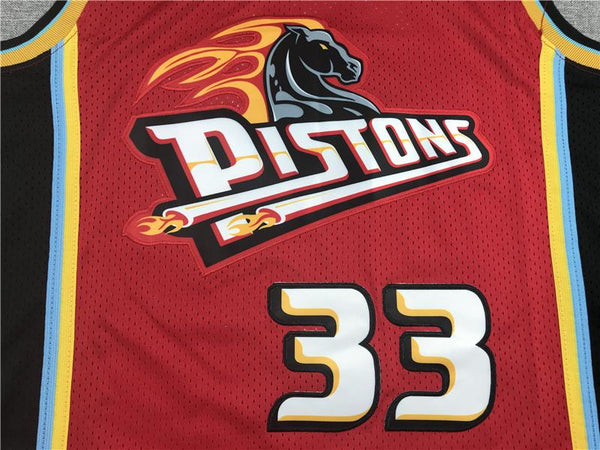 Men 33 Grant Hill Jersey Red Detroit Pistons Jersey Hardwood Classics