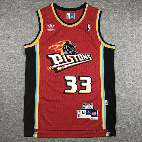 Men 33 Grant Hill Jersey Red Detroit Pistons Jersey Hardwood Classics