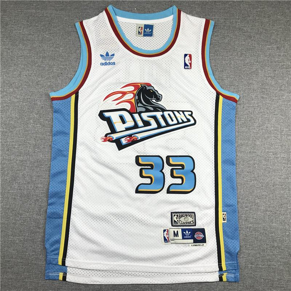 Men 33 Grant Hill Jersey White Detroit Pistons Jersey Hardwood Classics