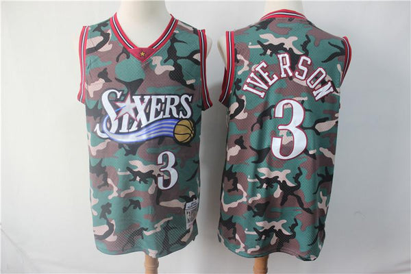 Men 03 Allen Iverson Jersey Camo Philadelphia 76ers Jersey Hardwood Classics - fastssd - NBA Jersey - nRevo
