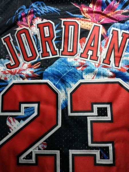 Men 23 Michael Jordan Jersey Blue Flower Chicago Bulls Jersey Hardwood Classics - fastssd - NBA Jersey - nRevo