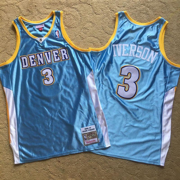 Men 3 Allen Iverson Jersey Light Blue Denver Nuggets Jersey Swingman - fastssd - NBA Jersey - nRevo